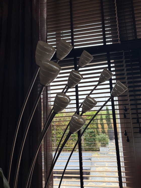 Image 1 of Lampe sur pied en métal Rob Nollet pour Quasar, composée de 10 tiges et d'un variateur.