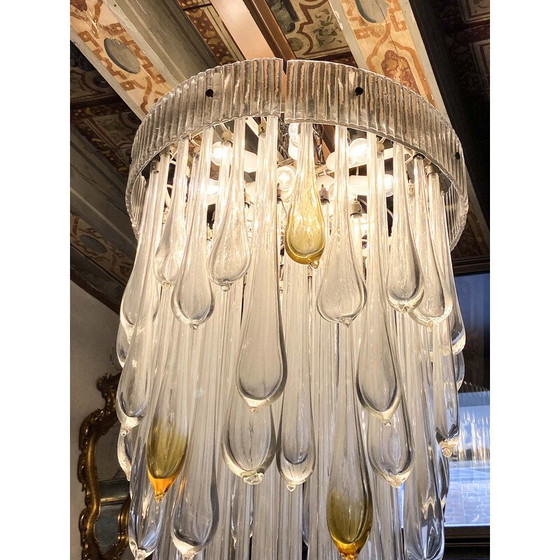 Image 1 of Vintage Venini Murano glass chandelier, Italy 1970s