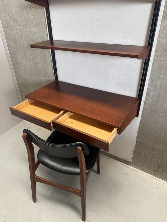 Image 1 of Kai Kristiansen teak desk wall shelf set from the 1960s