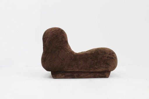 Vintage italiaanse fauteuil bruin velours jaren 70 