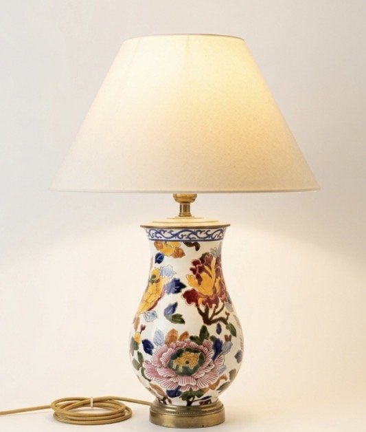 Image 1 of Gien earthenware lamp – “Peonies” model – Vintage

