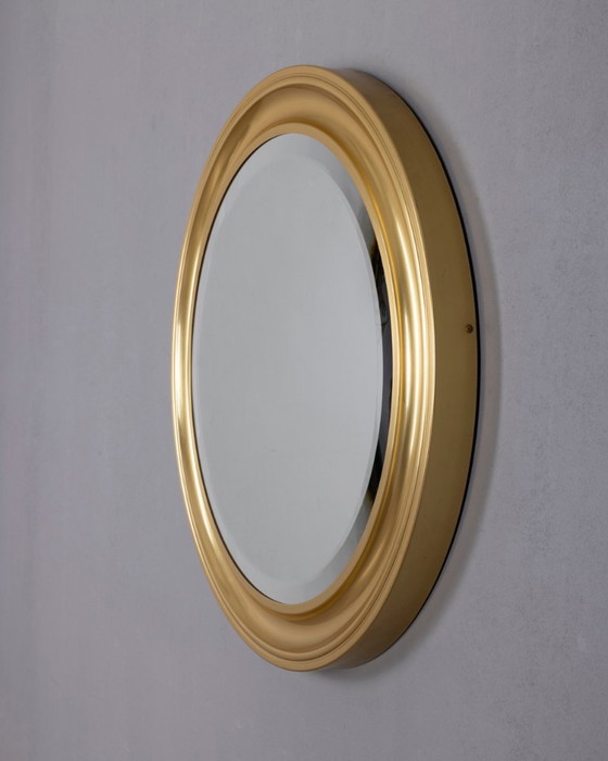Vintage Italian Round Wall Mirror in Brass, 1970s (photo 5 of 8)