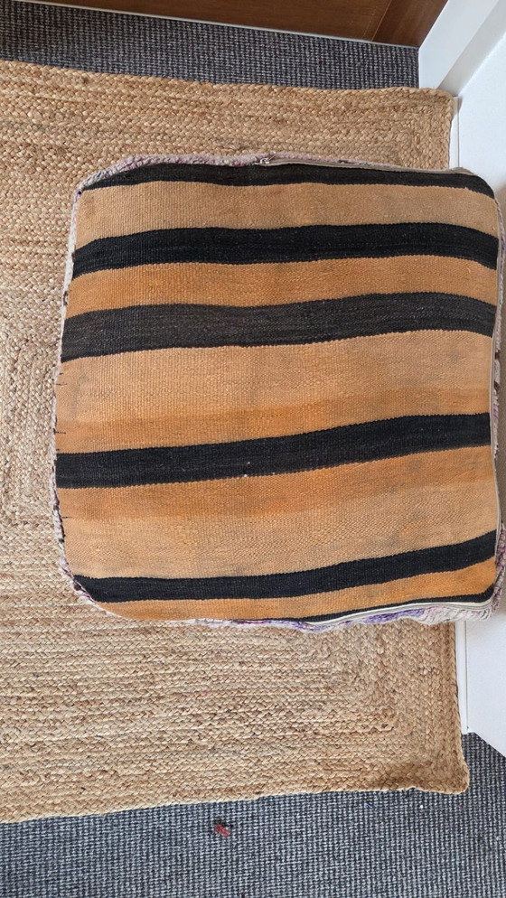 Image 1 of Moroccan pouf, vintage purple seat cushion