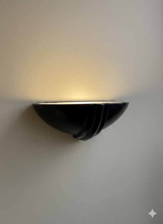 Image 1 of Coppia di applique da parete in stile Art Déco in ceramica nera opaca