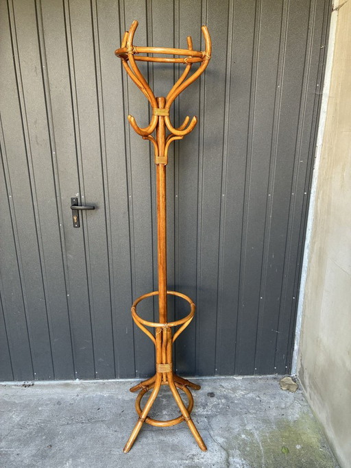 Kleiderständer aus Bugholz und Rattan, 1960er Jahre
