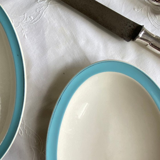 Image 1 of Set aus 2 kleinen Servierschalen, antikes Boch et Frères Kéralux-blaues Steingut