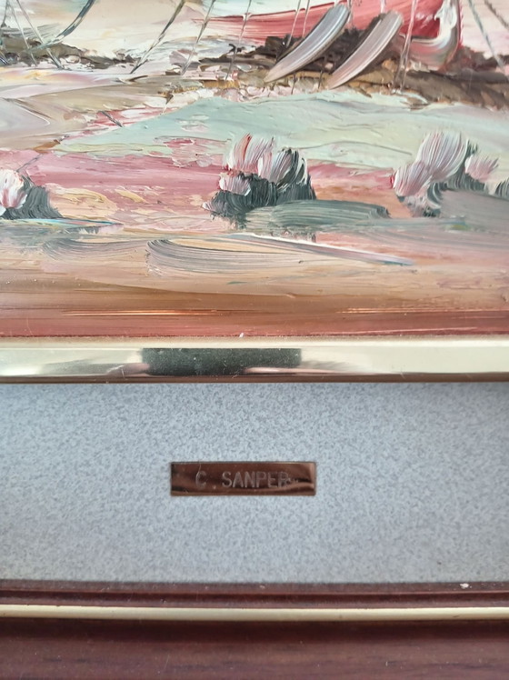 Peinture de bateaux du peintre pierre Saez – Objets d'art, Métal, Textile (photo 3 of 6)