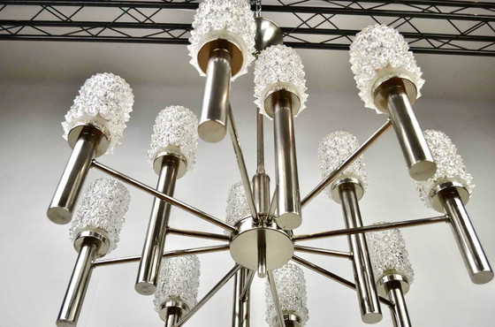 Image 1 of 1960s Vintage Chroom Kroonluchter Paolo Venini Stijl