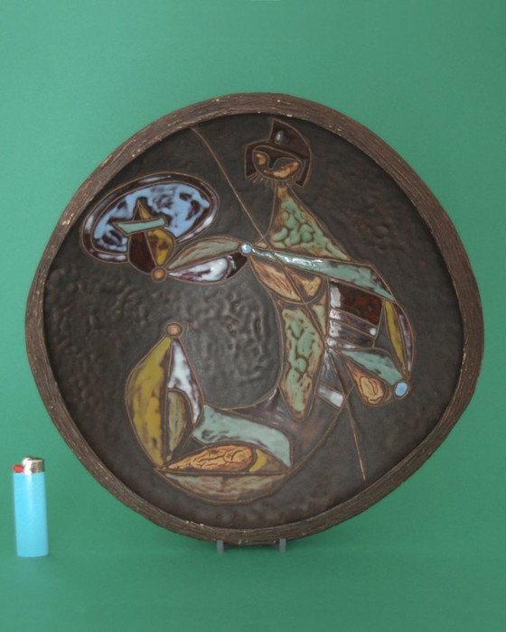 Image 1 of Vintage keramisch wandbord in de stijl van M.Fantoni, Italië 1970s