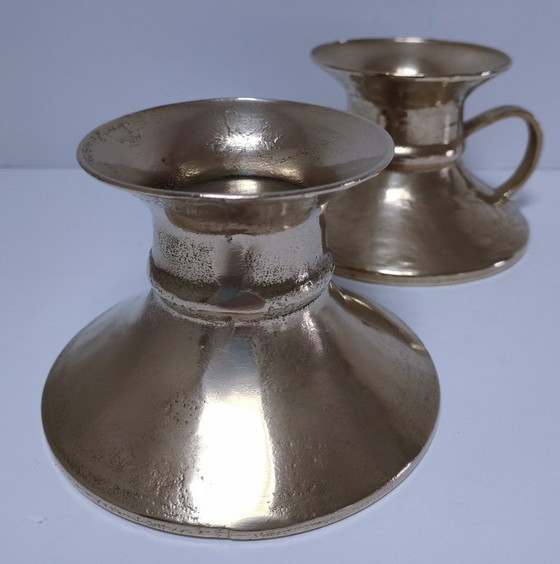 Image 1 of coppia di candelabri vintage in ottone massiccio
