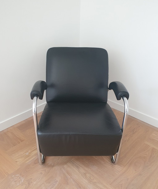 Dyker 20, Anton Lorenz, Poltrona Fish con struttura tubolare Pelle Bauhaus