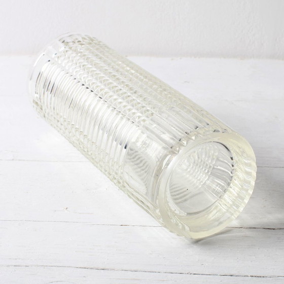 Image 1 of Mid-century Elegant Clear Pressed Glass Vintage Vase by Miloš Filip / Rosice / Czech Republic / 1957