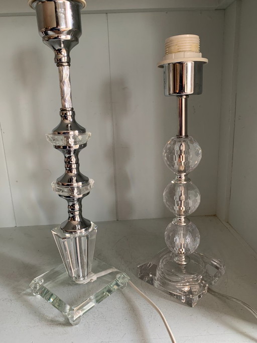 Bellissimo set di lampade da tavolo vintage a forma di globo impilate/vetro acrilico