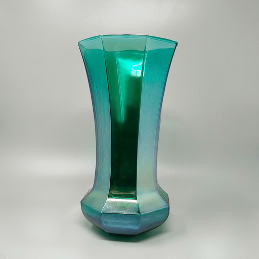 1970 Vase vert exquis fait à la main par Ca dei Vetrai en verre de Murano, fabriqué en Italie
