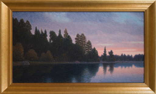 Oskar Bergmans Painting Sunset through the Pines, 1906
