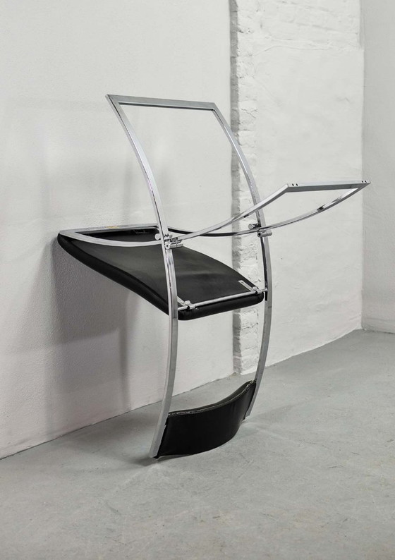 Image 1 of Superb Minimalistic Foldable Dining Chairs Designed by Marcelo Cuneo for Mobel Italia, Set of 4. Italy, 1970s.