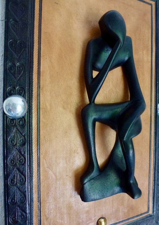 Image 1 of Wandpaneel met abstracte 3-D interpretatie van "De Denker”.