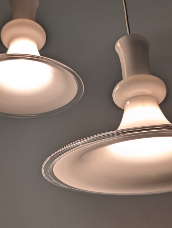 Image 1 of Paire de lampes suspendues en opaline par Michael Bang pour Royal Copenhagen, 1970