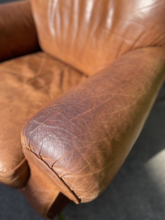 Image 1 of Fauteuil club vintage en cuir - Design italien