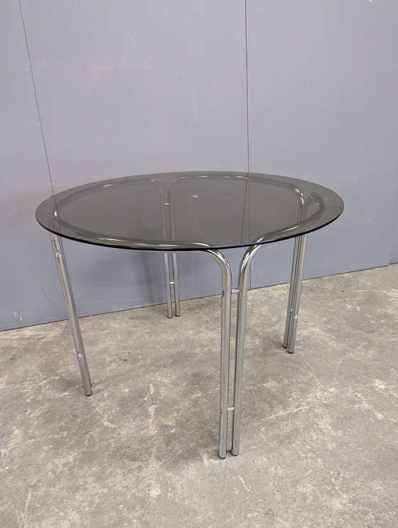 Image 1 of Vintage dining table chrome/ smoked glass