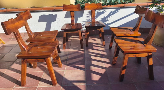 Image 1 of Set of 6 brutalist chairs from Italy 70'