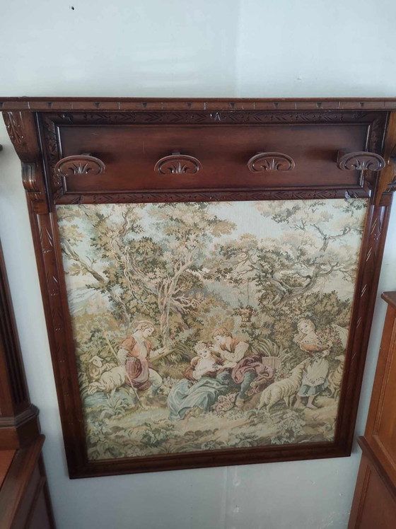 Image 1 of Appendiabiti da parete in legno con materiale Gobelin