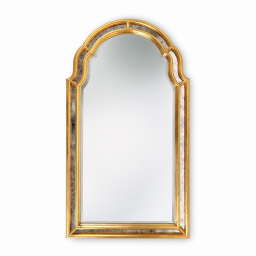 Miroir doré de style Louis Philippe décoré d'un verre fumé