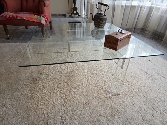 Image 1 of Designer salontafel met gehard glas. 