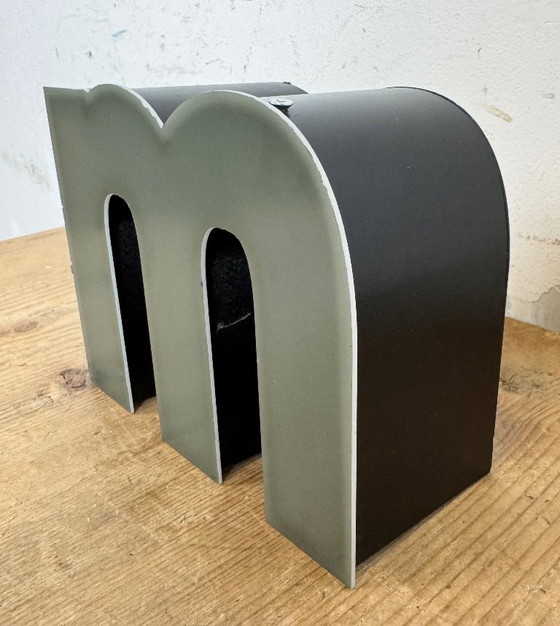 Image 1 of Vintage Grey Illuminated Letter M, 1970s