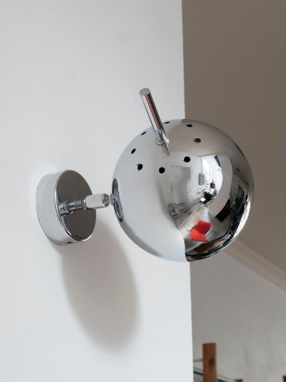 Image 1 of Aplique de pared cromado Eyeball, diseño italiano, años sesenta