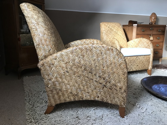 Image 1 of Dos sillones de caña tejida diseñados por Jan des Bouvrie