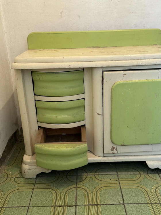 Vintage Green and White Wooden Washstand, 1950s – Dressing tables, Rustic (photo 3 of 6)