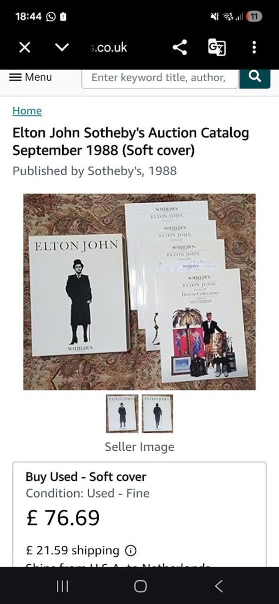 Image 1 of Sotheby's Elton John Memorabilia 1980s Auction Catalogues