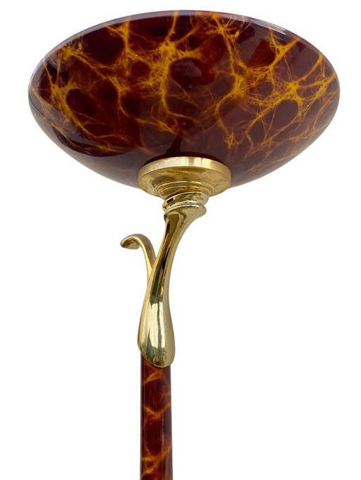 1980s halogen lamp, Rhoum Jr., gold/plated style