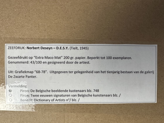 Image 1 of Genummerde zeefdruk - D.E.S.Y. (Norbert Deseyn) - Gesigneerd
