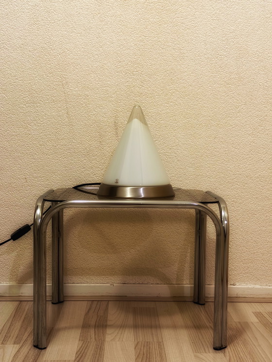 Image 1 of Lampada da tavolo Peill & Putzler Kibo d'epoca, lampada da tavolo dell'era spaziale, lampada in cromo e vetro