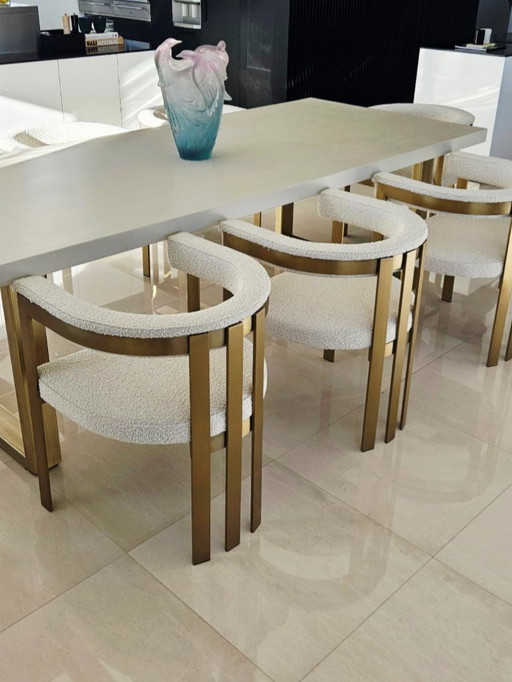 8 sillas Eichholtz Clubhouse Bouclé color crema