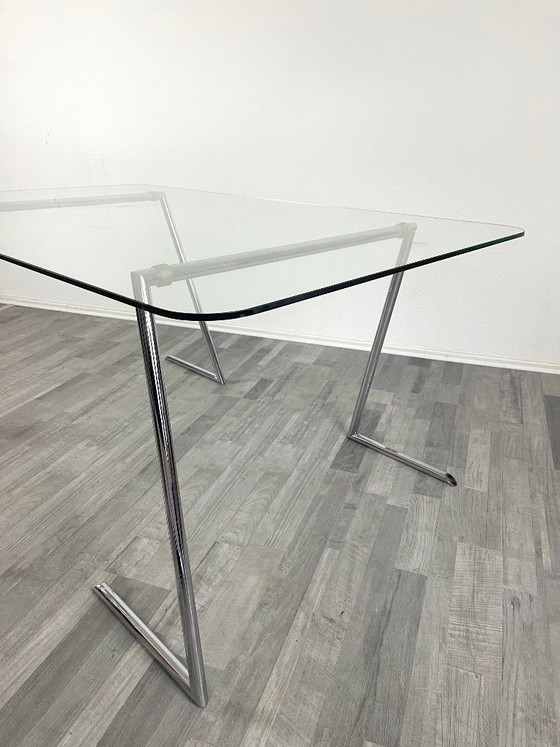 80s Design Rahmlow Dining Table / Desk – Chrome & Glass (photo 4 of 9)