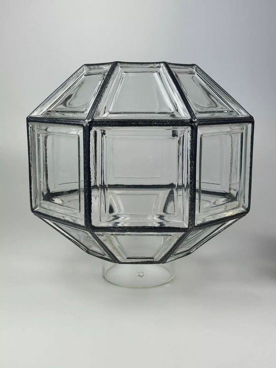 Image 1 of Lámpara de techo de los años 60 y 70, Glashütte Limburg, Alemania, vidrio y latón, Space Age