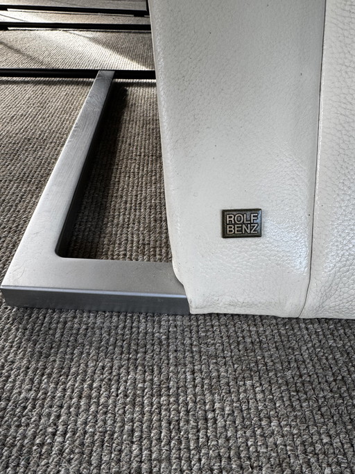 Rolf Benz 7800 Leder-Esszimmer-/Bürostuhl, cremefarben