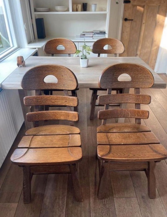 Image 1 of Spanish Brutalist "Fishbone" chairs