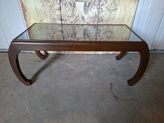 Image 1 of Antique Asian coffee table with beautiful wood carving, dimensions: 100x45cm and 41cm high.