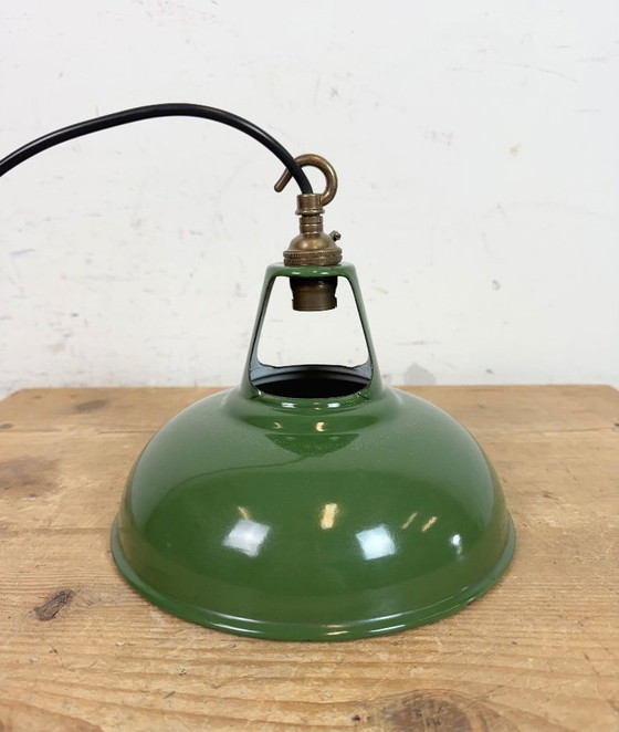 Image 1 of Industrial Green Enamel Factory Pendant Lamp from Coolicon, 1950s