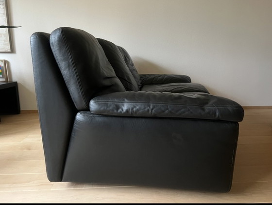 Image 1 of Vintage black leather sofa 1970s
