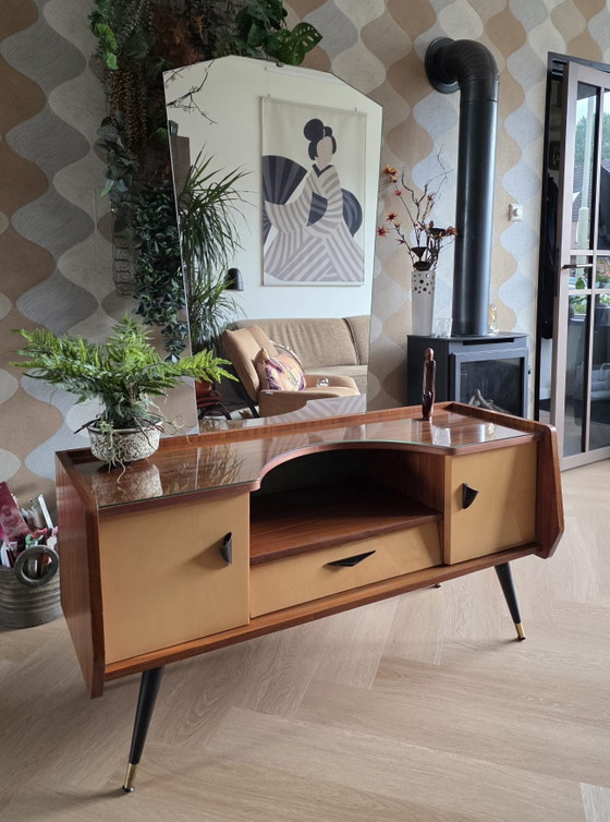 Mid-century Vintage kaptafel/tv meubel/stereokast – rockabilly, tv-meubelen, Wood (photo 10 of 15)