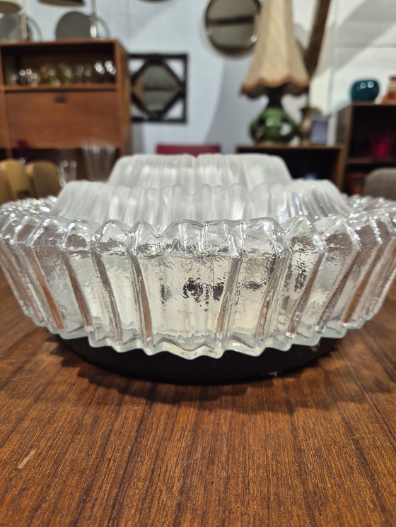 Image 1 of Vintage grote plafonierre frosted glass