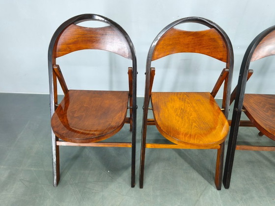 Image 1 of Set van vier Bauhaus klapstoelen B751 van Ligna, Tsjechoslowakije, jaren 1930.