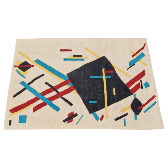Tapiz tejido a mano de composición cubista de Nina Kogan, 1942 | Pieza única | 167 × 256 cm (66 × 101 (photo 4 of 9)