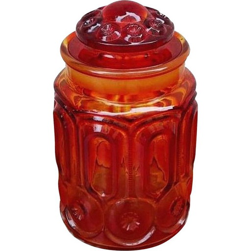 Vase vintage en verre orange facetté, Italie 1960
