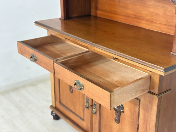 Image 1 of Antik Küchenbuffet um 1900 | Jugendstil Küchenschrank | 2-teilig | Massivholz-Eiche